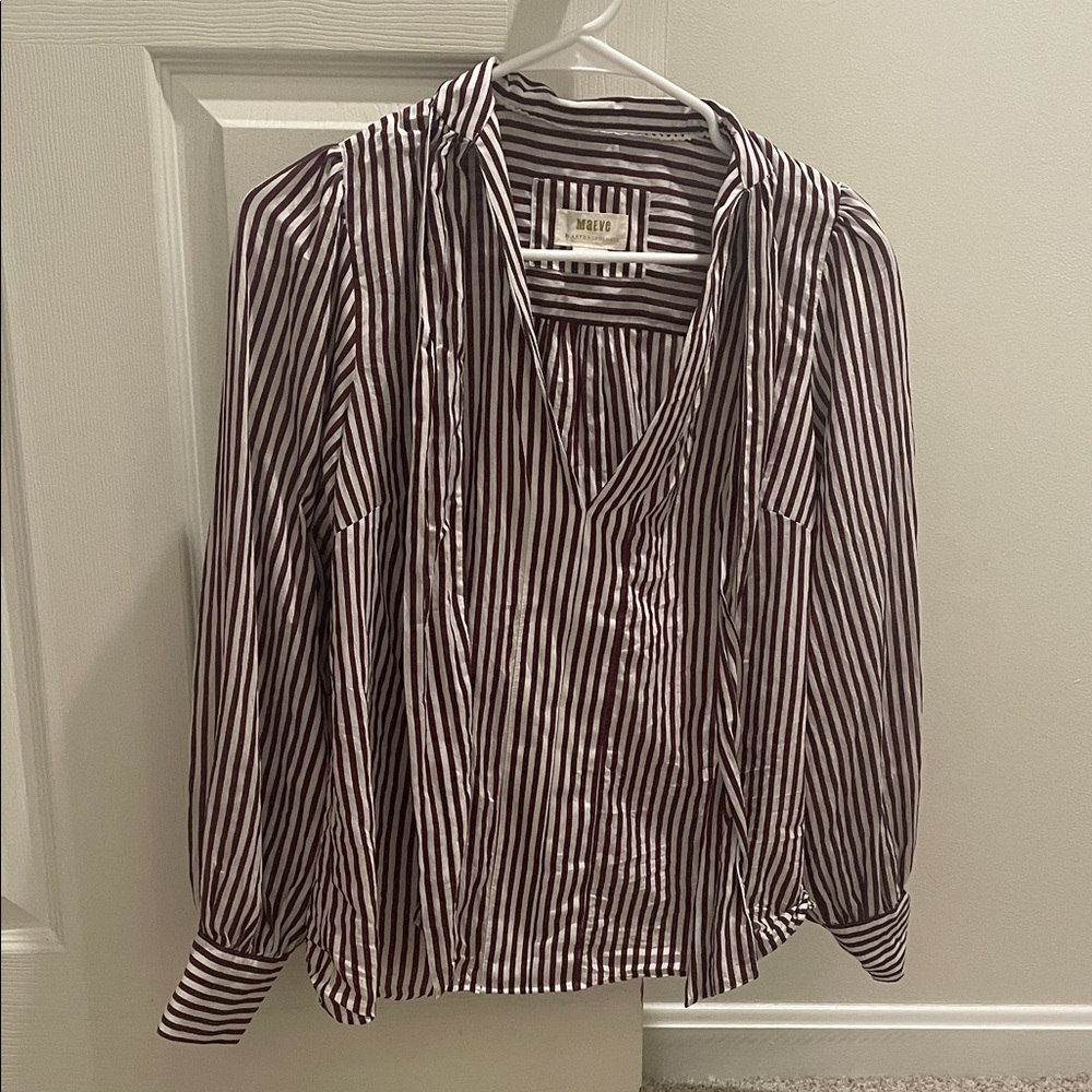 Maeve Striped Blouse in Black and White